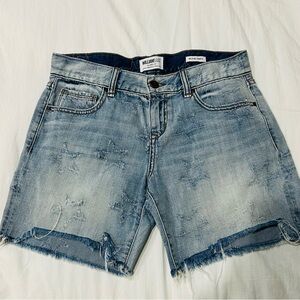 William Rast Faded Blue Star-Detail Denim Cutoff Shorts